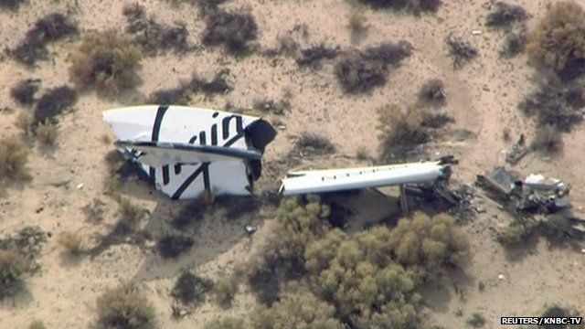 Wreckage from Virgin Galactic's SpaceShipTwo in Mojave desert