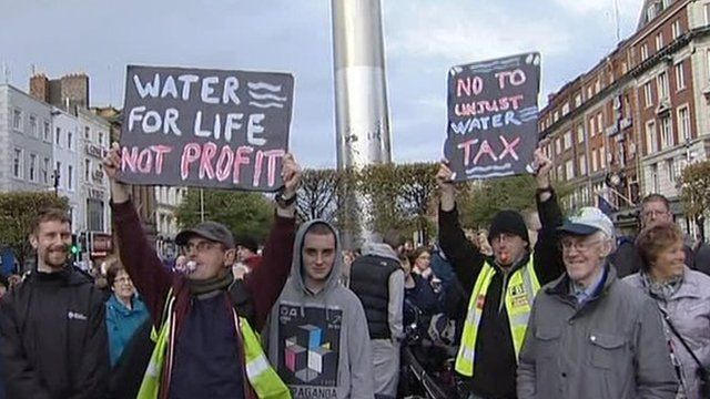 Water charges protest in Dublin city centre