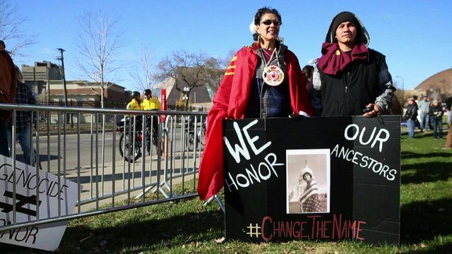Protesters at a Washington Redskins game