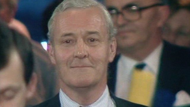 Tony Benn reacts to his defeat in Bristol East