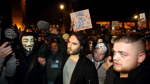 Russell Brand on the march in central London