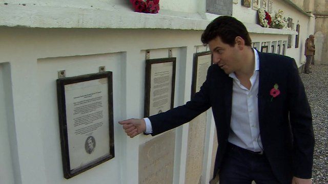 Mark Lobel looks at memorials in the British cemetery in Kabul, Afghanistan
