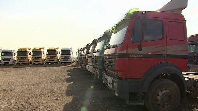 Parked trucks
