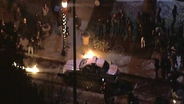 Police car on fire