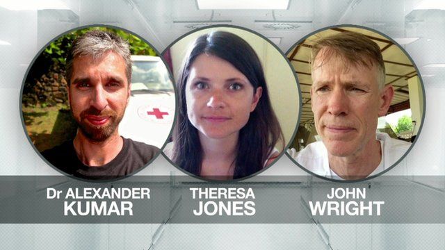 British volunteers: Alexander Kumar, Theresa Jones, and John Wright