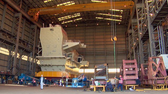 Aircraft carrier in BAE Systems yard in Govan
