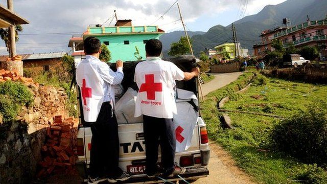 Relief truck on its way to Nepal mountain villages