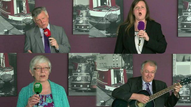 Four Birmingham election candidates singing