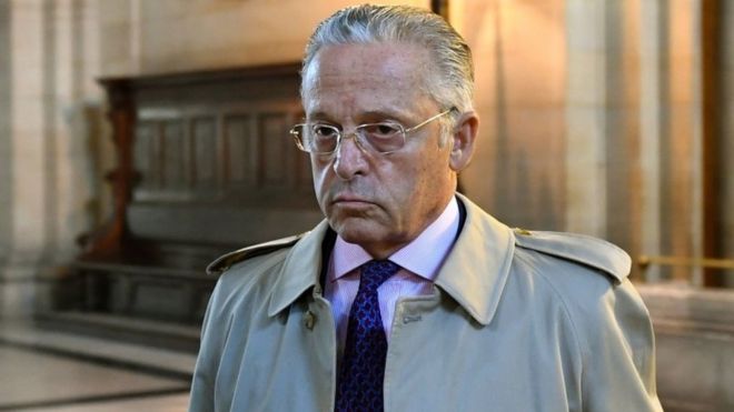 This file photo taken on September 22, 2016 shows French-US art dealer Guy Wildenstein arriving for his trial over tax fraud at the courthouse in Paris