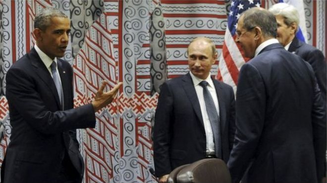 Obama iyo Putin oo ku kulmay xaruunta Qaramada Midoobay ee New York sanaddii 2015-kii