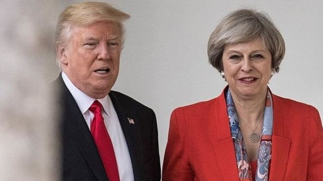 Rais Trump na waziri mkuu nchini Uingereza Theresa May