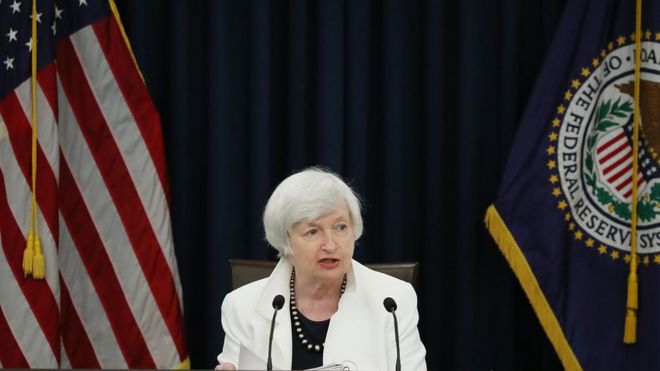 Federal Reserve Chair Janet Yellen speaks to reporters after the Fed's two-day September meeting