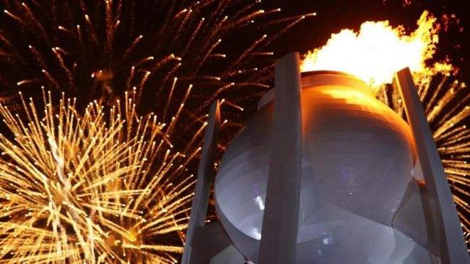 Cerimônia de acendimento da tocha olímpica na Coreia do Sul