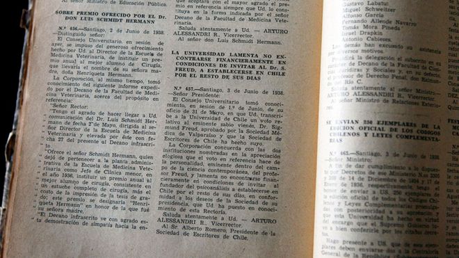 El documento de la Universidad de Chile, de 1938