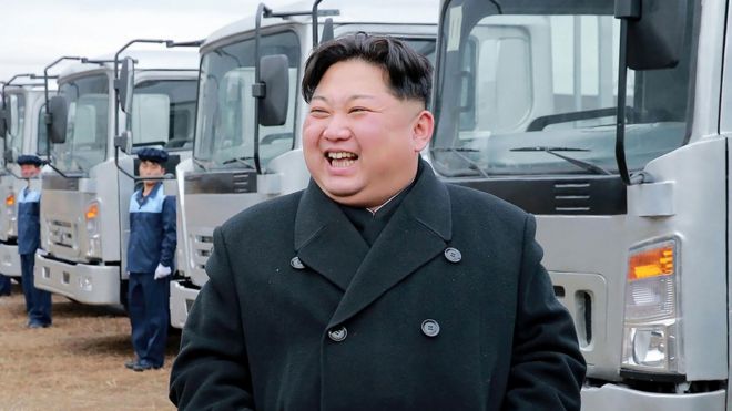 North Korean leader Kim Jong-un at the Sungri Motor Complex in South Pyongan Province, 21 November 2017
