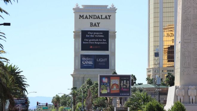 A sign outside the Mandalay hotel