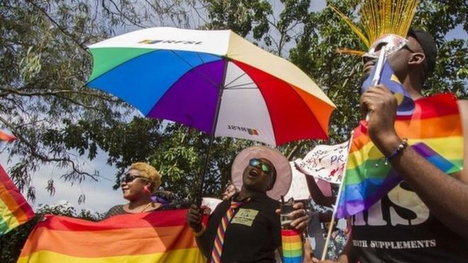 The Gay Pride parade in Entebbe, Uganda