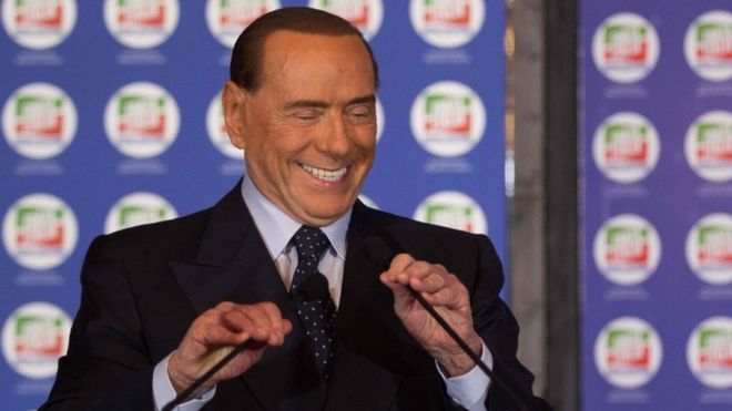 Silvio Berlusconi pictured speaking at his party convention in October 2017