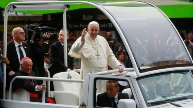 Papa Francis akiwa ziarani nchini Chile,Amerika ya kusini.