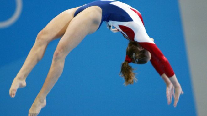 USA athlete on the beam at one of the Olympic Games