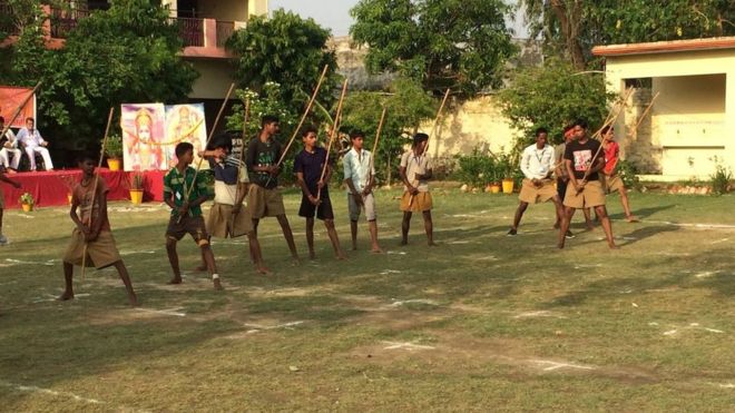 Trainees at a Hindu "self defence" camp