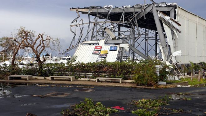 Damage caused by Hurricane Maria after it passed through San Juan, Puerto Rico.