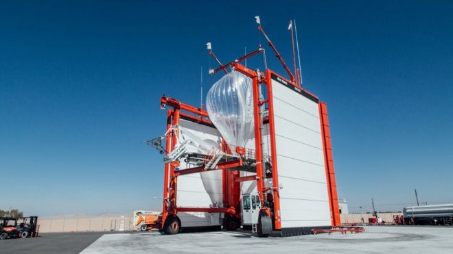 A Project Loon balloon being deployed