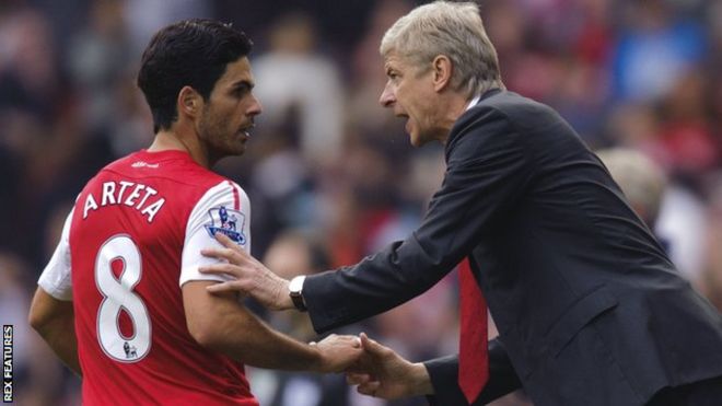 Mikel Arteta and Arsene Wenger during their time together at Arsenal