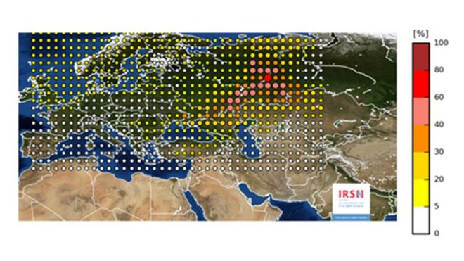 Mapa mostra nuvem radioativa sobre o continente europeu