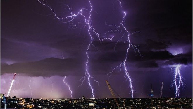 Night sky with lightning