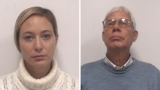 Mugshots of Molly Corbett, 33, and her father, Thomas Martens, 67.