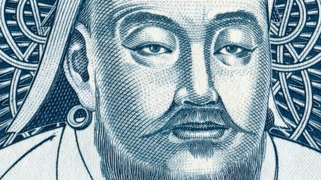 Gengis Khan, como aparece en un billete mongolés