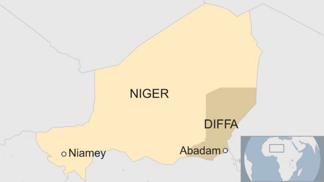 Ramani ya Niger ambako jeshi liliwaua watu 14 kimakosa wakidhaniwa kuwa wanachama wa Boko Haram