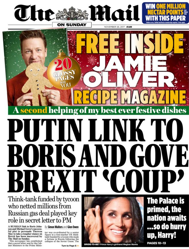 The Mail on Sunday front page