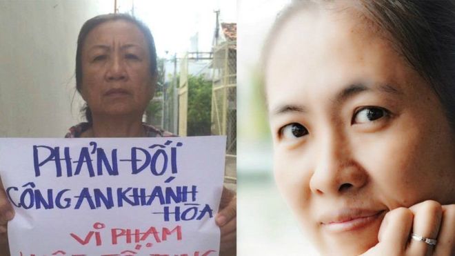 Bà Nguyễn Tuyết Lan (trái) nói lần gần đây nhất gặp, blogger Mẹ Nấm "rất gầy yếu, xanh xao"