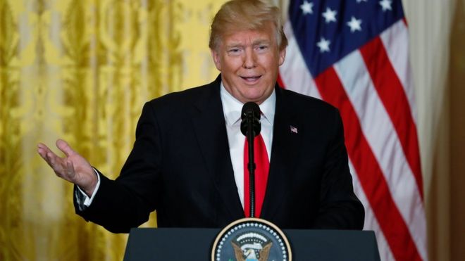 President Trump at a news conference in the White House on 10 January 2018