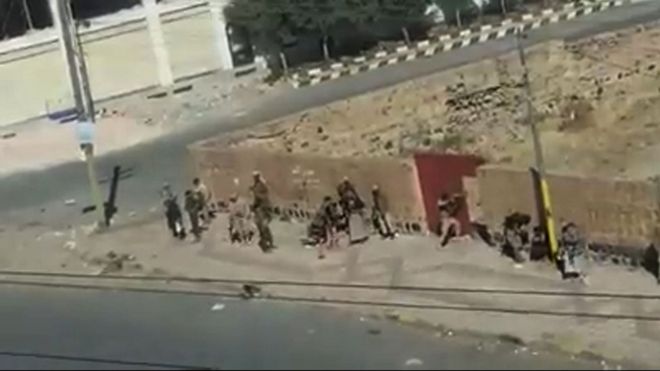 Houthi fighters in the Yemeni capital, Sanaa, on December 2, 2017