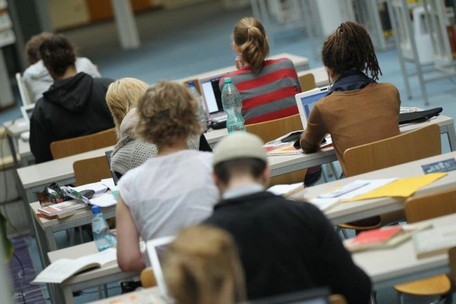 Students in library