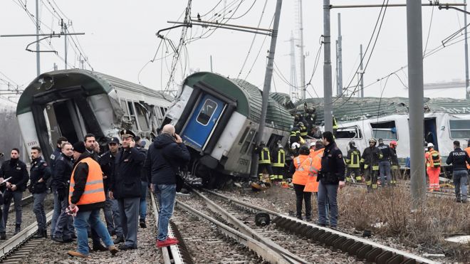 Rail crash scene
