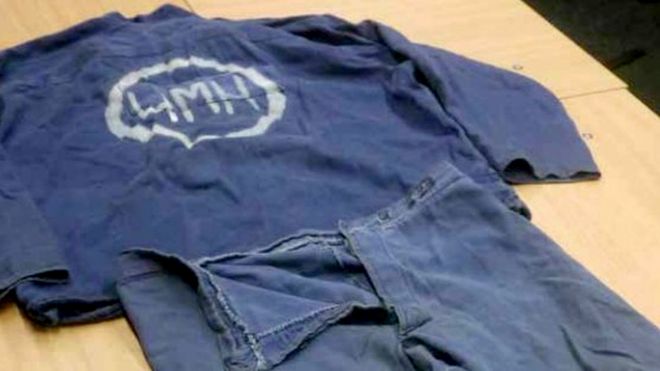 Uniforme de un preso ejecutado en Bielorrusia que fue entregado a su familia.