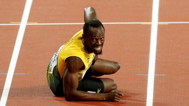 Usain Bolt en el piso