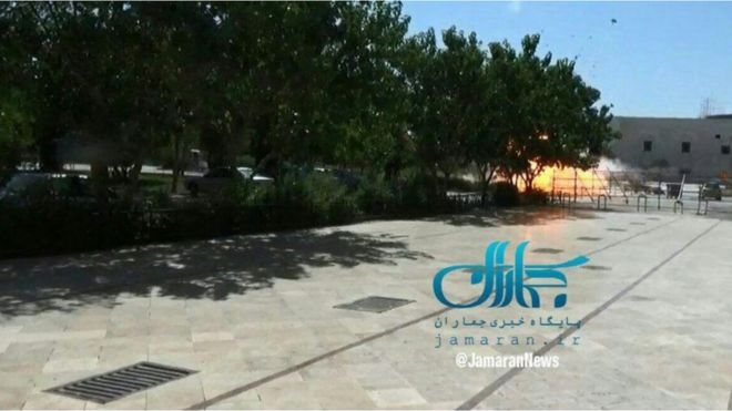 Picture shows explosion outside at the mausoleum