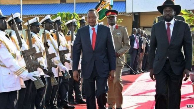 Rais Uhuru Kenyatta na mwenzake wa Sudan Kusini salva Kiir