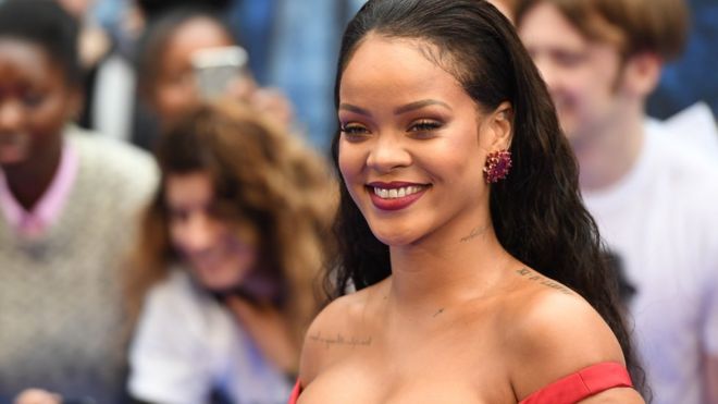 Rihanna smiling to camera