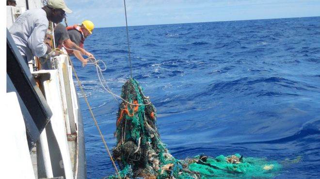 Discarded fishing net in the Pacific