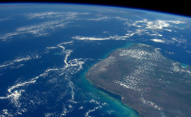 Cráter visto desde la Estación Espacial Internacional