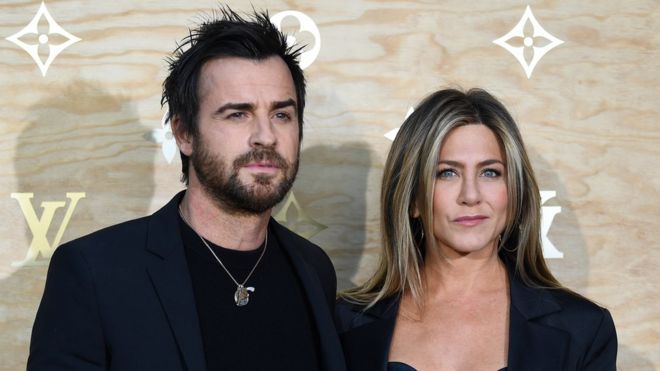 US actors Justin Theroux and Jennifer Aniston