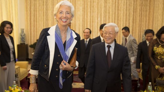TBT Nguyễn Phú Trọng tiếp bà Christine Lagarde khi đó là Giám đốc điều hành Quỹ Tiền tệ Quốc tế (IMF) thăm VN tháng 3/2016