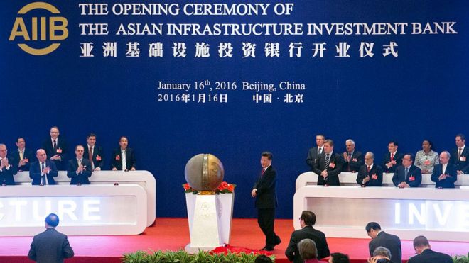 Ceremonia de inauguración del AIIB.