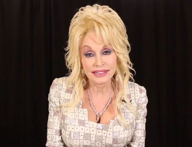 A screengrab from a video posted by Official Dolly Parton, where the singer promises help for victims of the wildfires in her native Tennessee